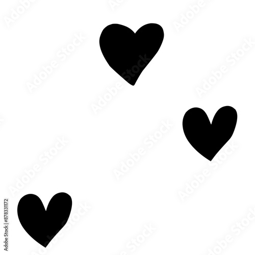 Abstract seamless heart pattern. Vector hand drawn love concept illustration. Black and white love doodle background with hearts. Wrapping paper, textile, wallpaper