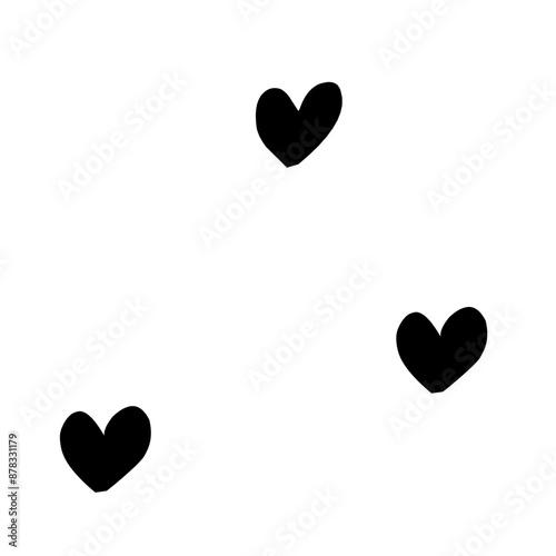 Abstract seamless heart pattern. Vector hand drawn love concept illustration. Black and white love doodle background with hearts. Wrapping paper, textile, wallpaper