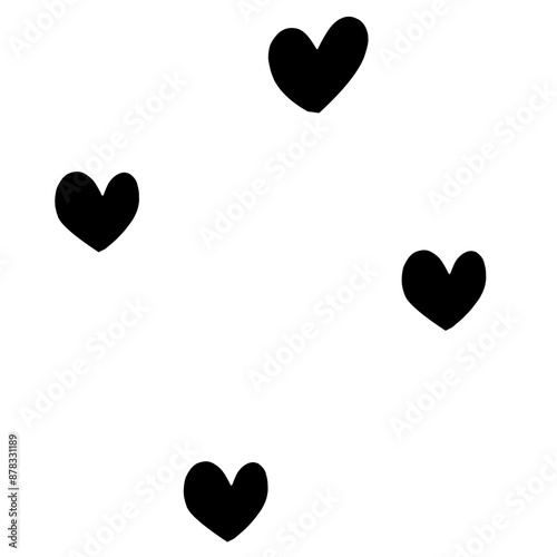 Abstract seamless heart pattern. Vector hand drawn love concept illustration. Black and white love doodle background with hearts. Wrapping paper, textile, wallpaper