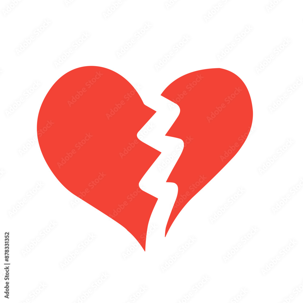 Broken heart icon. Love lost or divorce symbol. Vector. Broken heart icon. Love lost or divorce symbol. Vector.