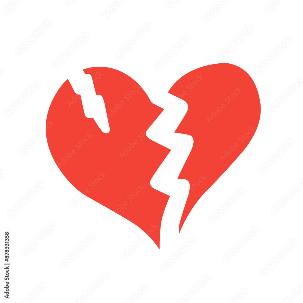 Broken heart icon. Love lost or divorce symbol. Vector. Broken heart icon. Love lost or divorce symbol. Vector.
