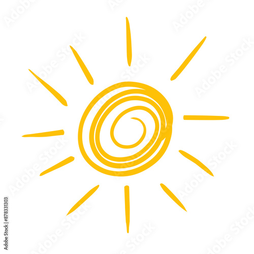 Cute doodle sun icons. Hand drawn style illustration