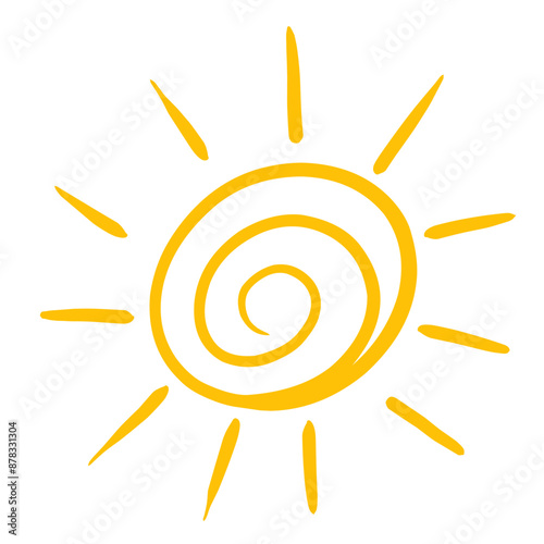 Cute doodle sun icons. Hand drawn style illustration