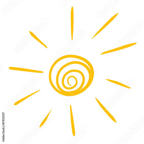 Cute doodle sun icons. Hand drawn style illustration