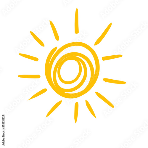 Cute doodle sun icons. Hand drawn style illustration