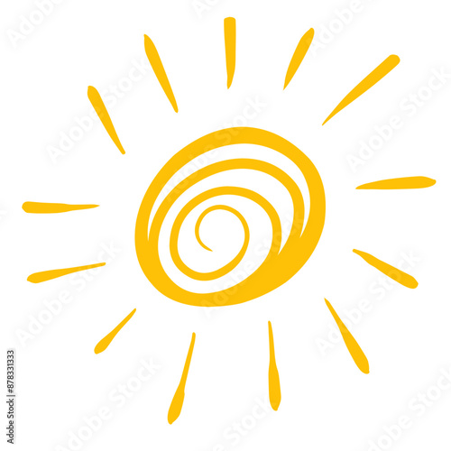 Cute doodle sun icons. Hand drawn style illustration