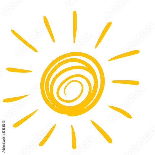 Cute doodle sun icons. Hand drawn style illustration