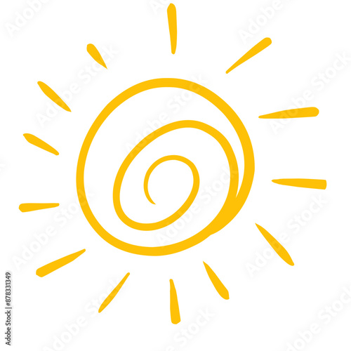 Cute doodle sun icons. Hand drawn style illustration