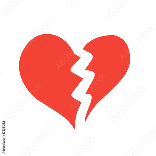 Broken heart icon. Love lost or divorce symbol. Vector.