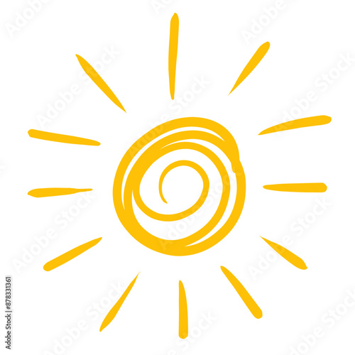 Cute doodle sun icons. Hand drawn style illustration