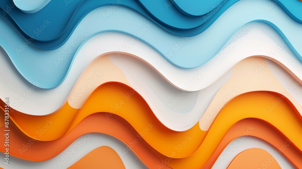 Vivid Abstract Wavy Shapes - Top View 3D Render with Dynamic Triadic Color Scheme in Flat Design Vivid Abstract Wavy Shapes - Top View 3D Render with Dynamic Triadic Color Scheme in Flat Design