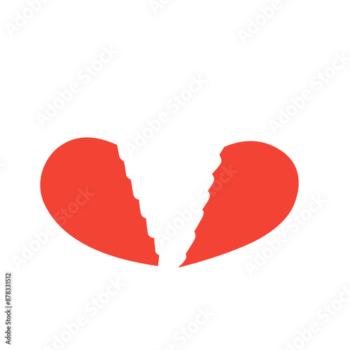 Broken heart icon. Love lost or divorce symbol. Vector.