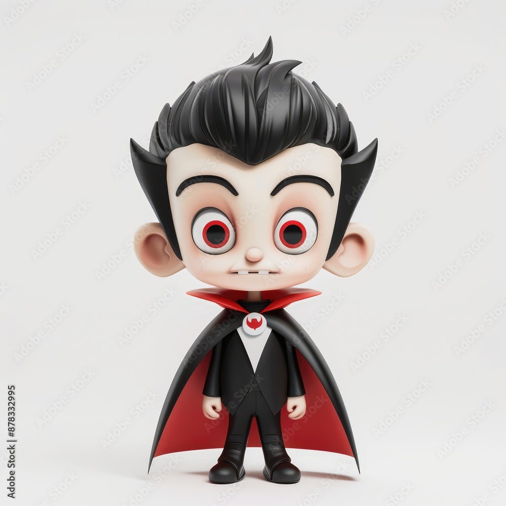 Adorable 3D Render of Dracula with Cape on White Background, Generative Ai Adorable 3D Render of Dracula with Cape on White Background, Generative Ai