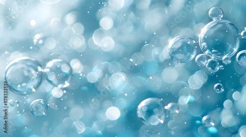 Wallpaper Mural A light blue background with bubbles floating in the air, creating an atmosphere of freshness and vibrancy. Torontodigital.ca