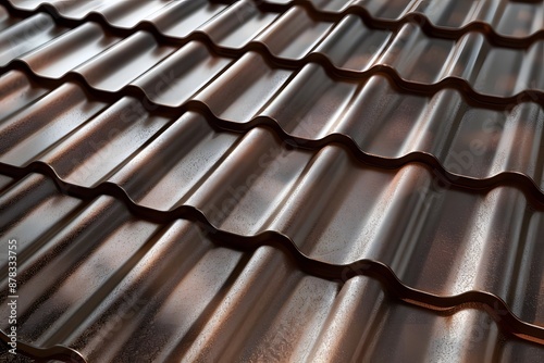Close-Up of Corrugated Metal Roofing Sheets photo