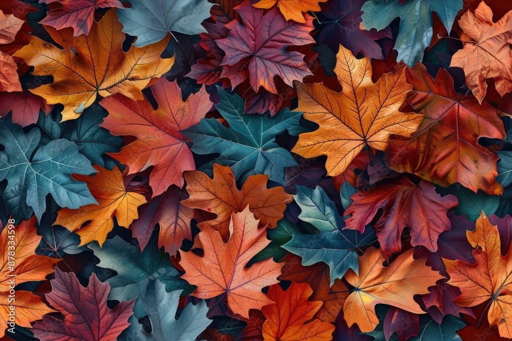 Many autumn fall leaves as seamless pattern background Many autumn fall leaves as seamless pattern background