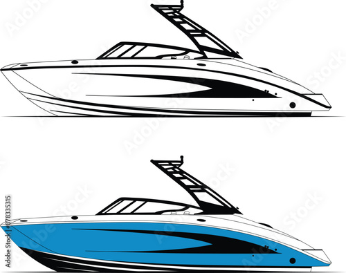 Boat Vector Line Art Illustration One color 