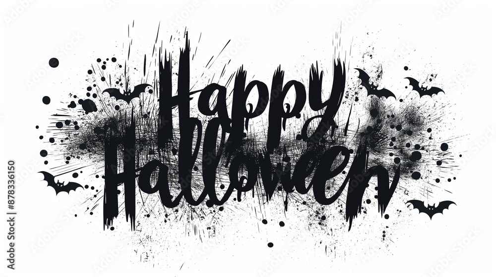 ink splat Happy Halloween text on transparent background ink splat Happy Halloween text on transparent background