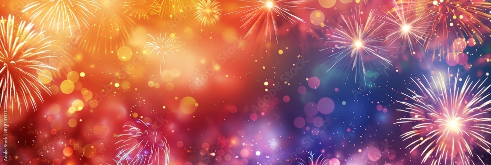 Fototapeta premium festive 4th of july background. Full with fireworks and USA flag. Independence Day (United States) 