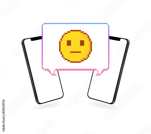 Indifference Sticker Icon. IPhone Screen Editorial Icon. Stoneface Emoticon. Flat Style. Vector icon