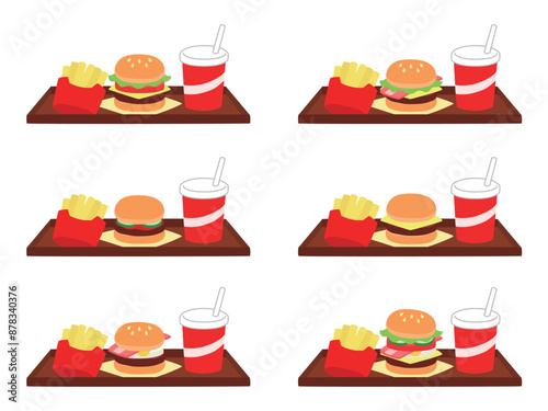 ハンバーガーセット　四角プレート