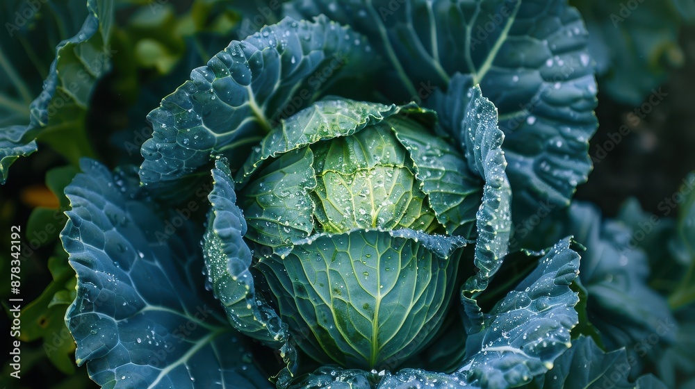 Fototapeta premium Green cabbage growing in the garden