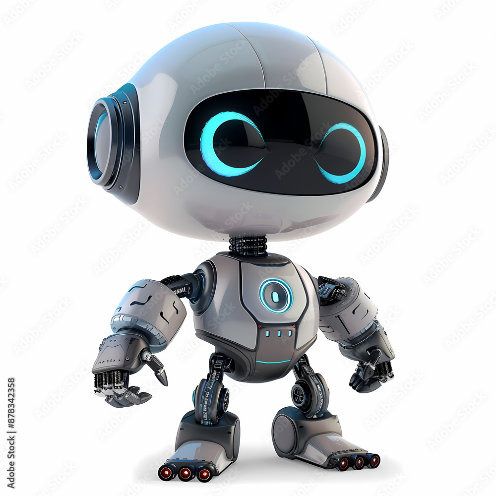 3D cute robot in white background vector image 3D cute robot in white background vector image
