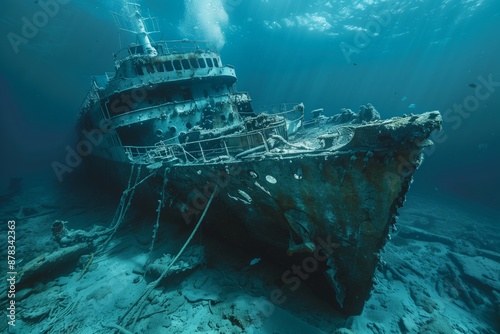 a sunken ship at the bottom of the Gulf sea
