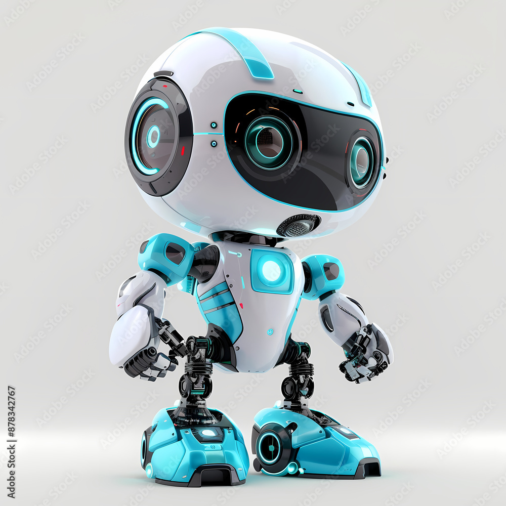 3D cute robot in white background vector image 3D cute robot in white background vector image