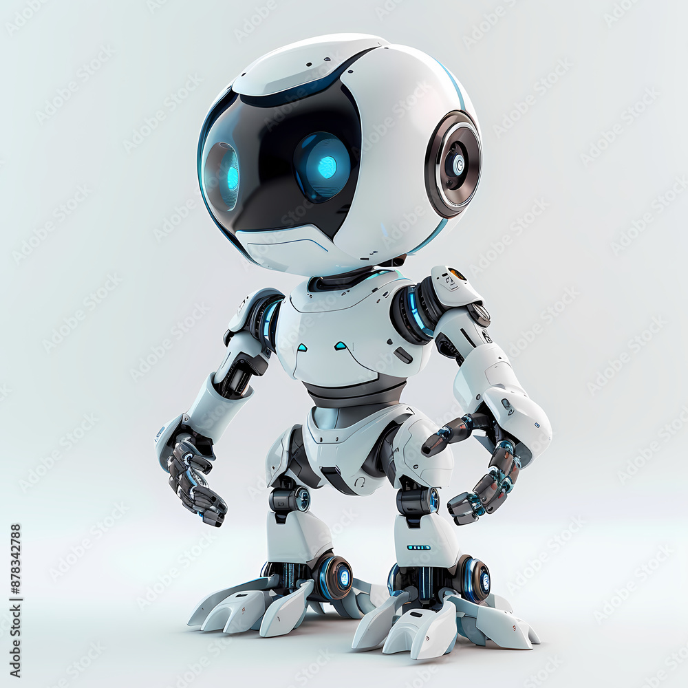 3D cute robot in white background vector image 3D cute robot in white background vector image