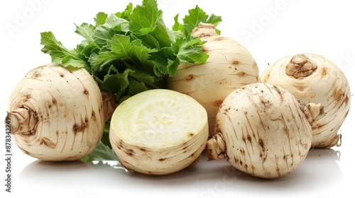 Fresh organic celeriac isolated on white background
