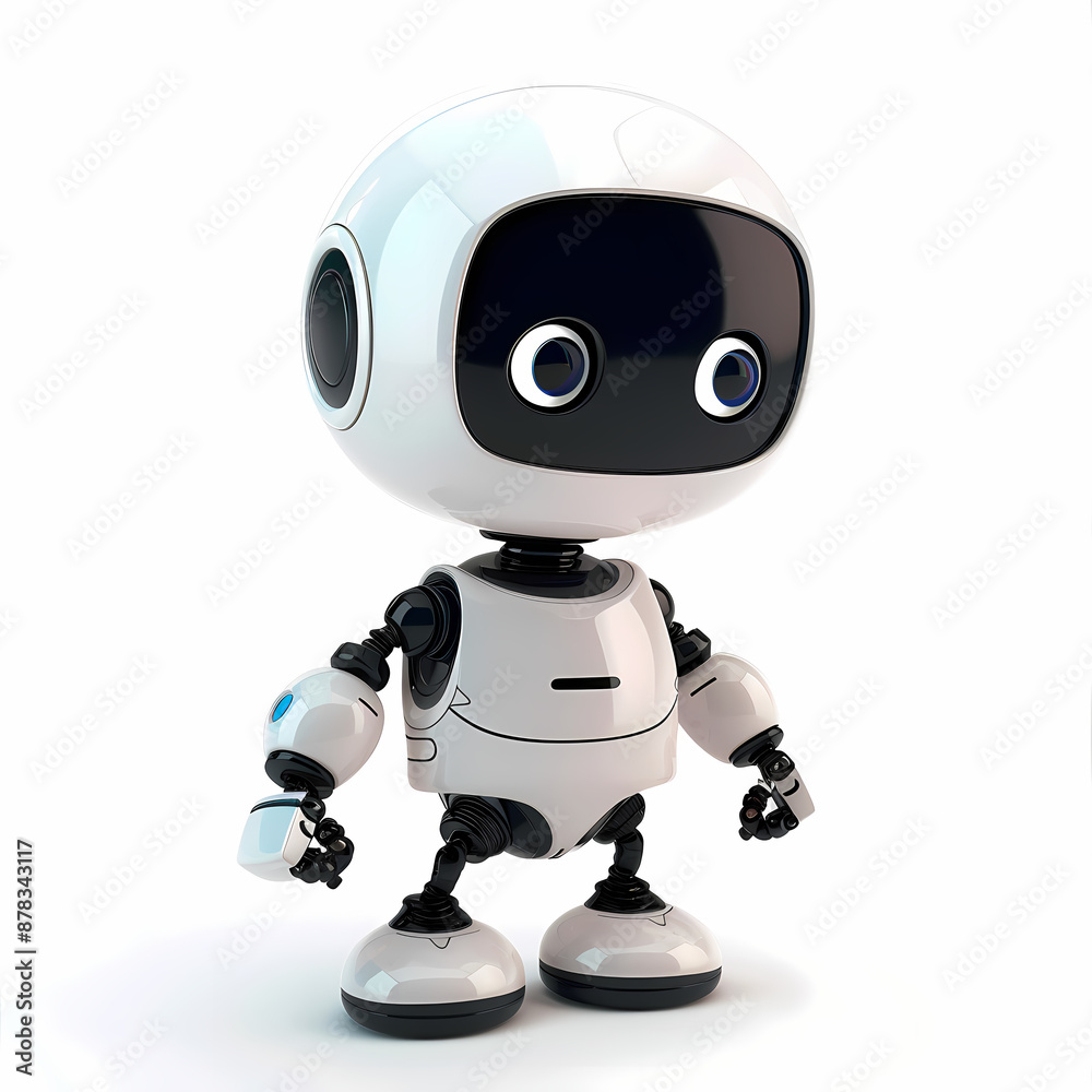 3D cute robot in white background vector image 3D cute robot in white background vector image