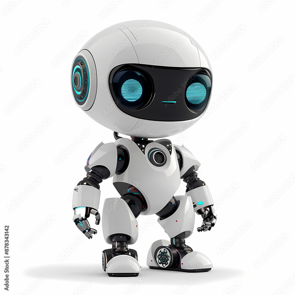 3D cute robot in white background vector image 3D cute robot in white background vector image