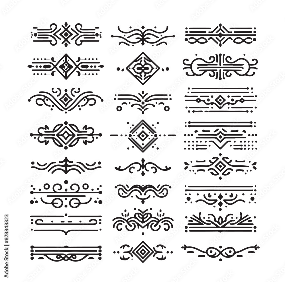 Fototapeta premium set of borders and Corners vector illustration