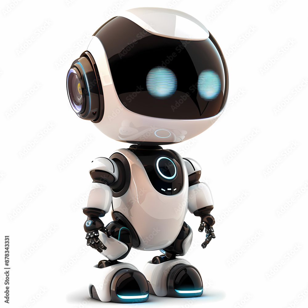 3D cute robot in white background vector image 3D cute robot in white background vector image