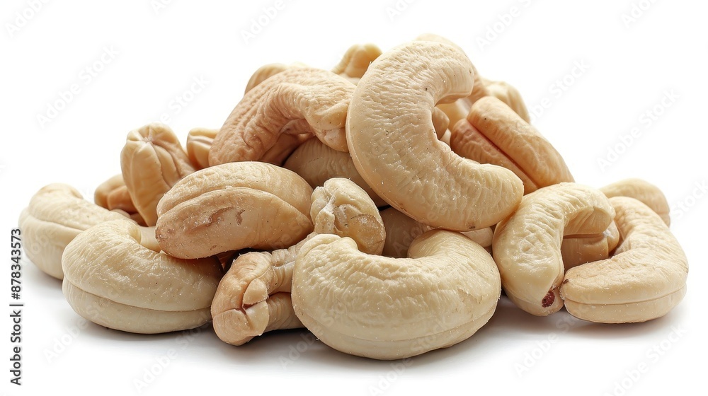 Heap of cashew nuts isolated on white background. Heap of cashew nuts isolated on white background.