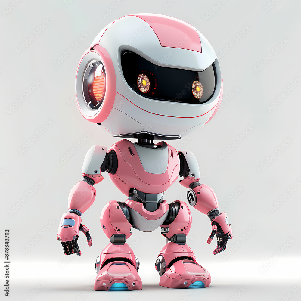 3D cute robot in white background vector image 3D cute robot in white background vector image