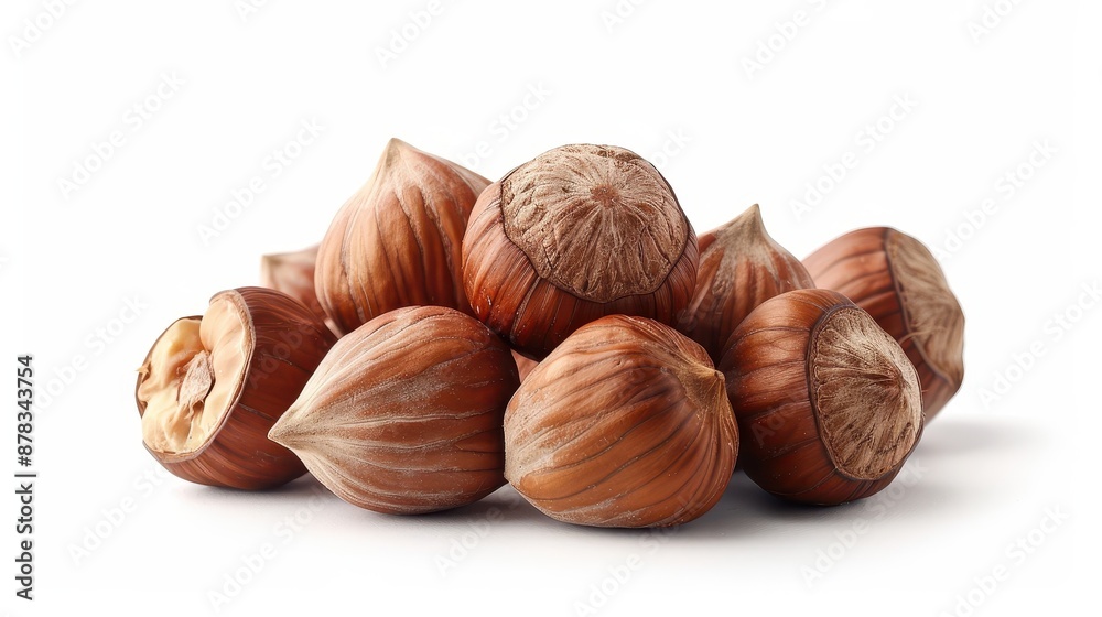 Hazelnuts in shell isolated on white background. Hazelnuts in shell isolated on white background.
