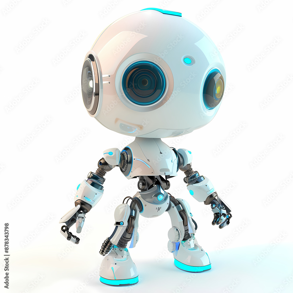 3D cute robot in white background vector image 3D cute robot in white background vector image