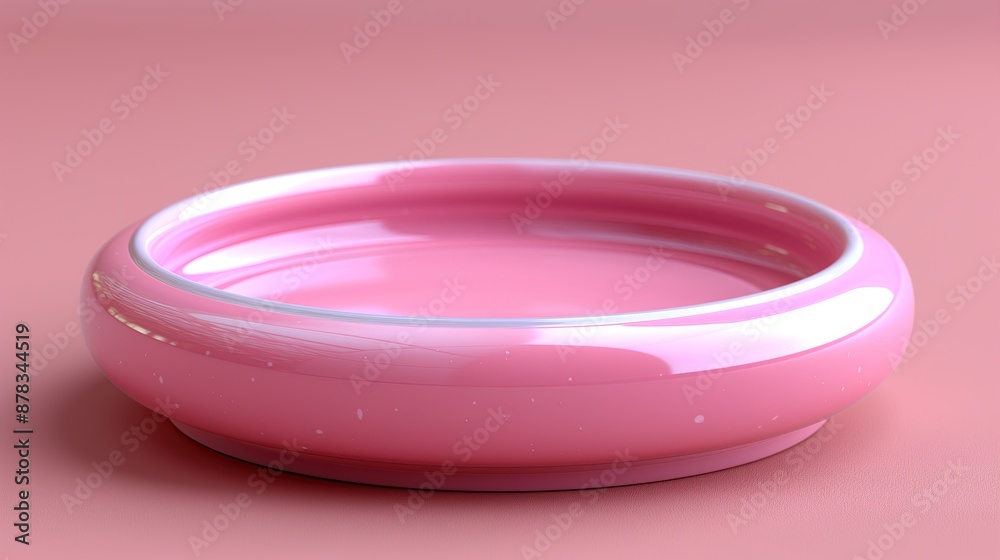 A pink bowl is placed on a pink surface, creating a monochromatic composition that highlights the delicate shades of pink A pink bowl is placed on a pink surface, creating a monochromatic composition that highlights the delicate shades of pink