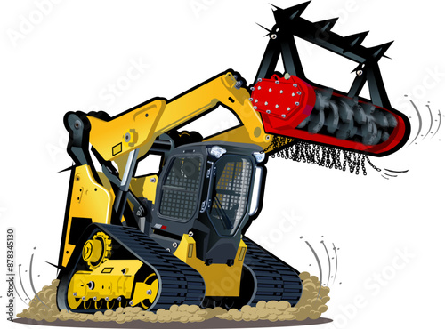 Vector Cartoon Land Clearing Mulcher