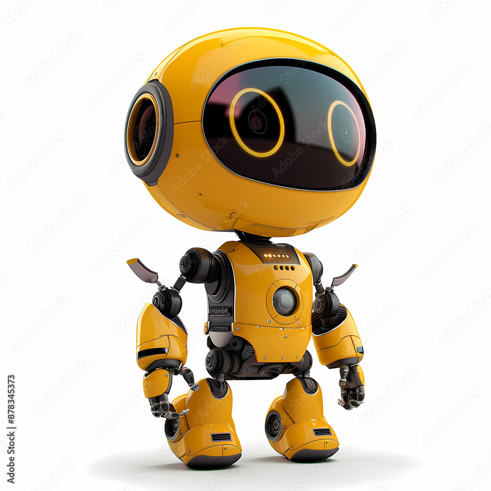 3D cute robot in white background vector image 3D cute robot in white background vector image