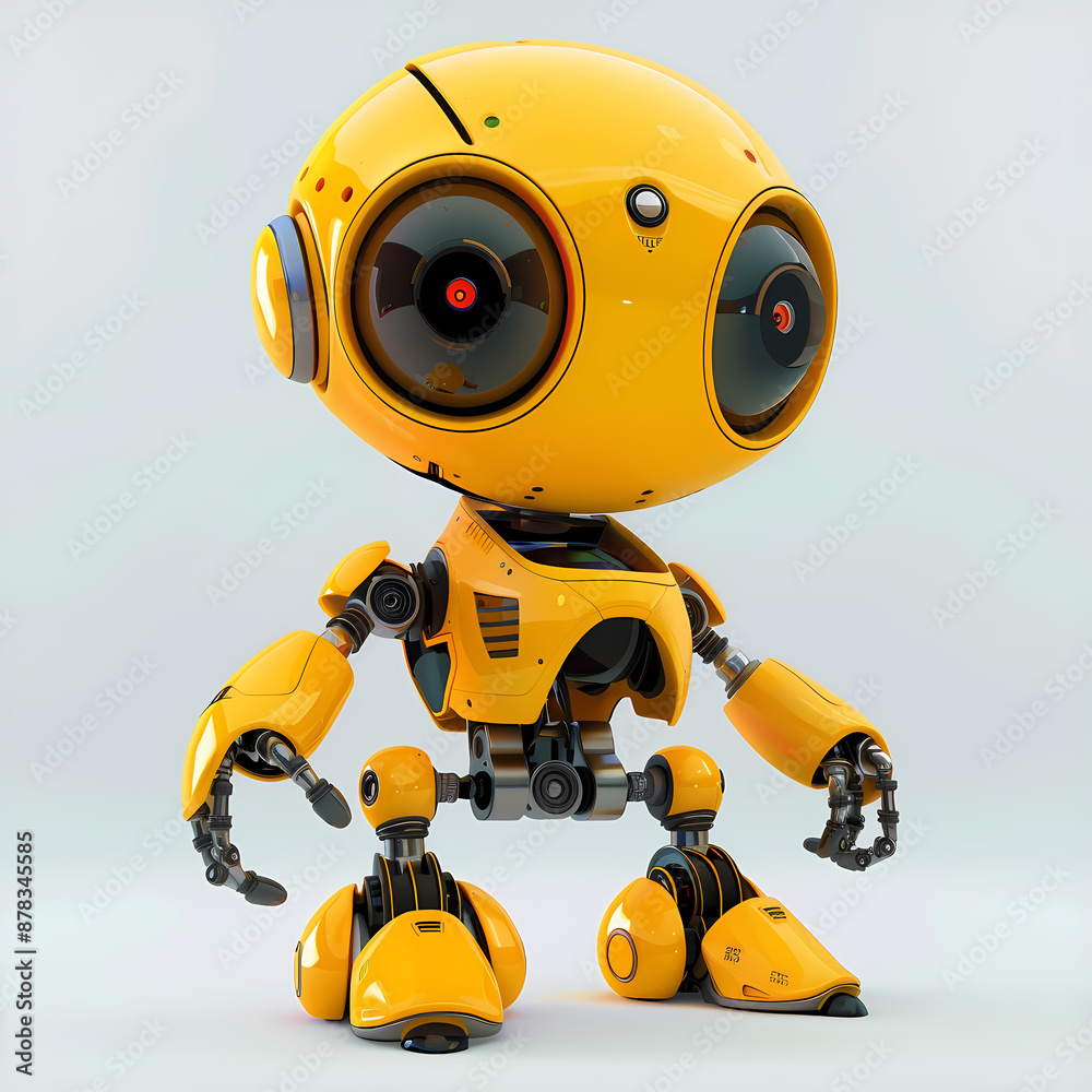 3D cute robot in white background vector image 3D cute robot in white background vector image