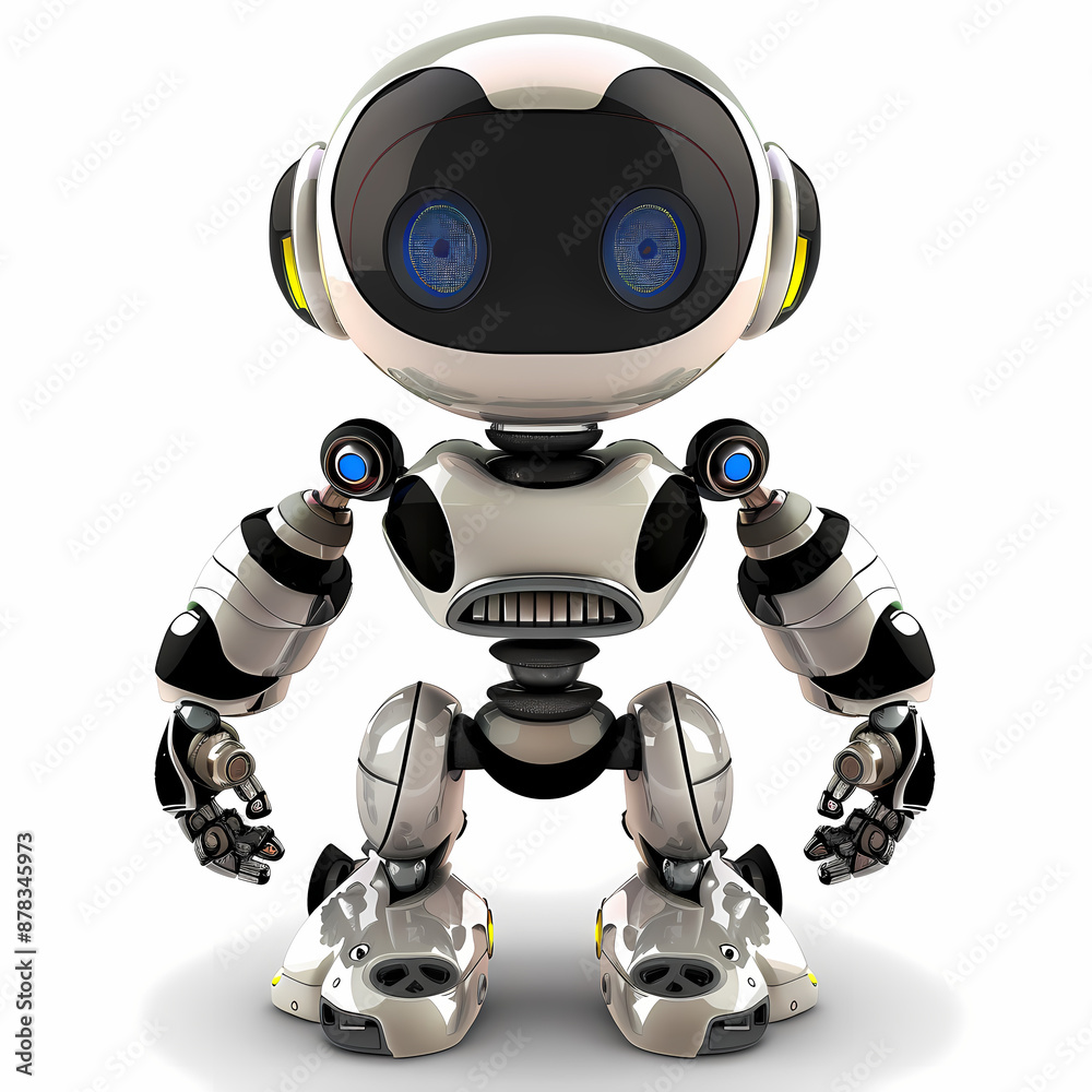 3D cute robot in white background vector image 3D cute robot in white background vector image
