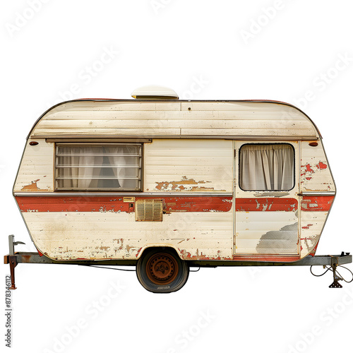 Vintage retro caravan isolated on transparent or white background 