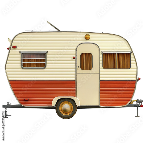 Vintage retro caravan isolated on transparent or white background 