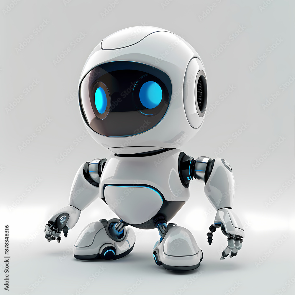 3D cute robot in white background vector image 3D cute robot in white background vector image