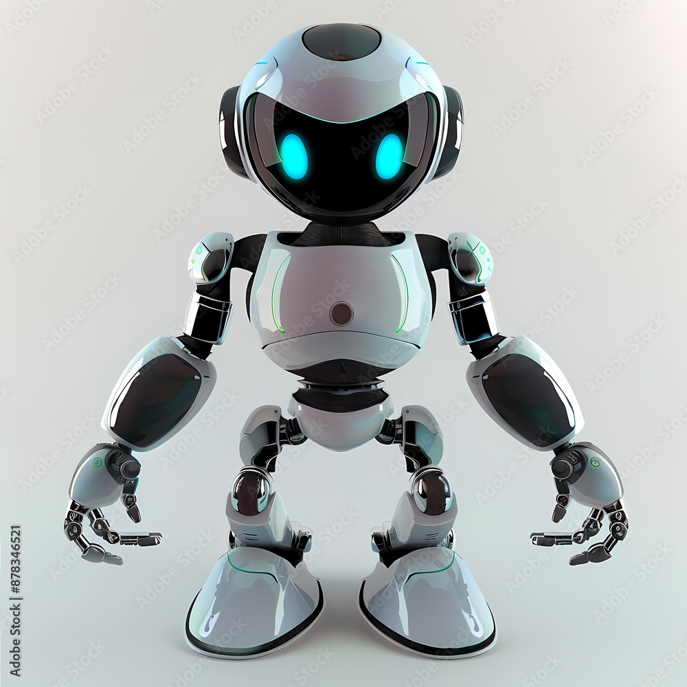 3D cute robot in white background vector image 3D cute robot in white background vector image