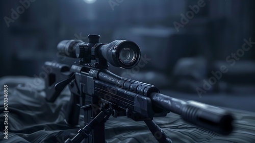 Night vision optics on a bolt action rifle very detailed and realistic shape