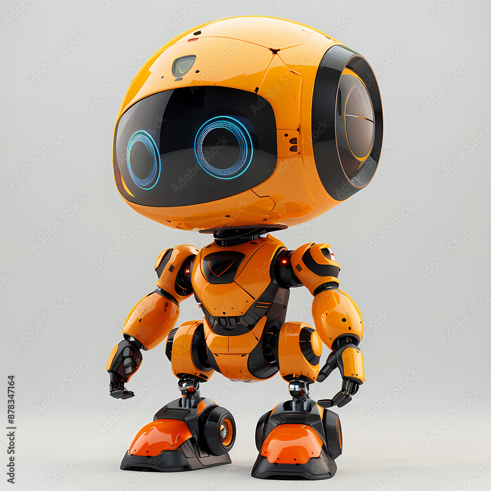 3D cute robot in white background vector image 3D cute robot in white background vector image